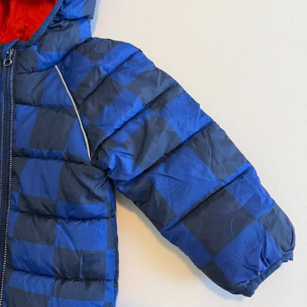 HANNA ANDERSSON Insulated Hooded Full Zip Snowsuit Blue Checkered 70cm